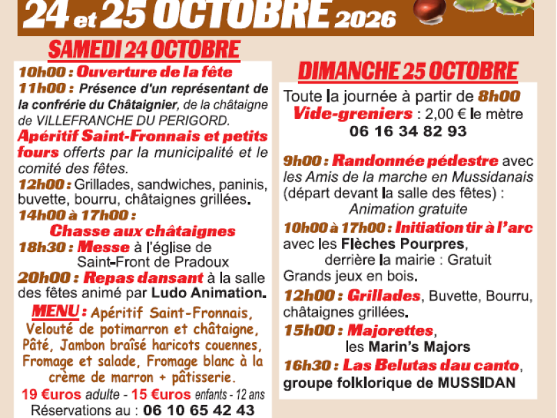  Fête de la châtaigne et du bourru: vide grenier, randonnée, animations