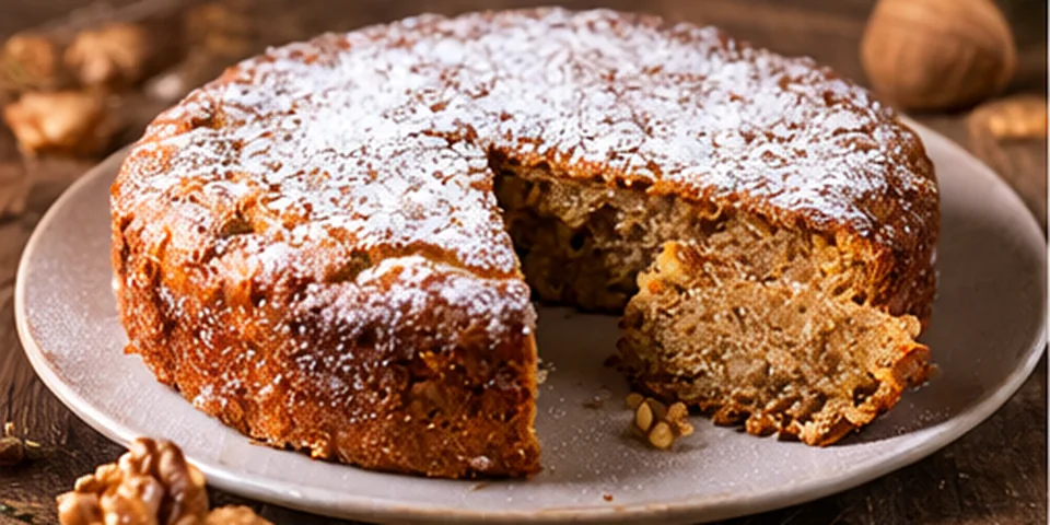 Périgord walnut cake, served by the slice.