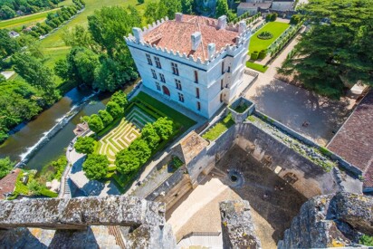 Exterior view of the castle at Bourdeilles